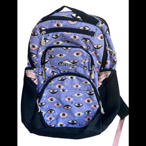 High Sierra Backpack Purple w/ Eyes Hiking Camping School Bag NEW